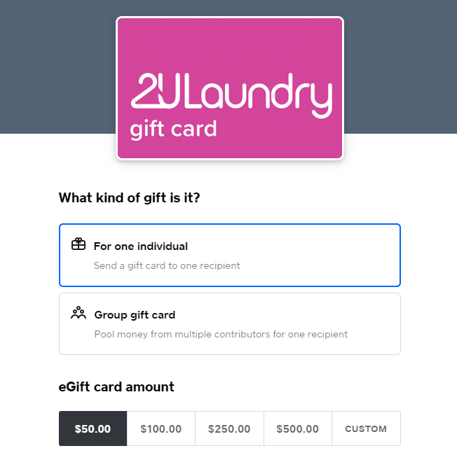 Laundry Service Gift Card | Gift Card 2ULaundry | Gift Card for Laundry Service