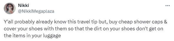 Wrap Shoes in Shower Cap to Protect Them While Traveling