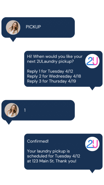 2ULaundry | Text to Schedule Laundry Service